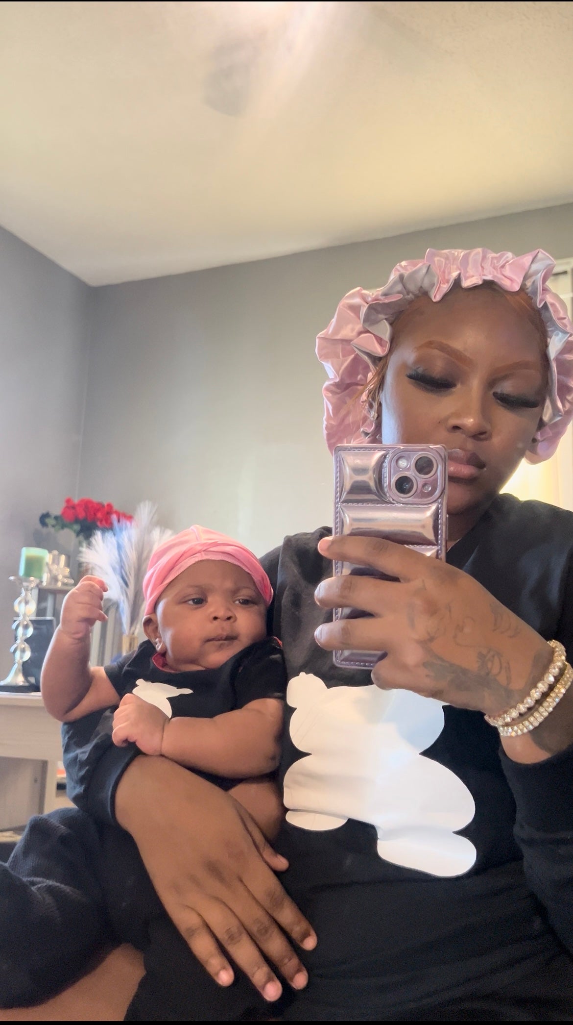 Mom And Son Reversible Silk Satin Bonnet And Durag| Adult And Kid