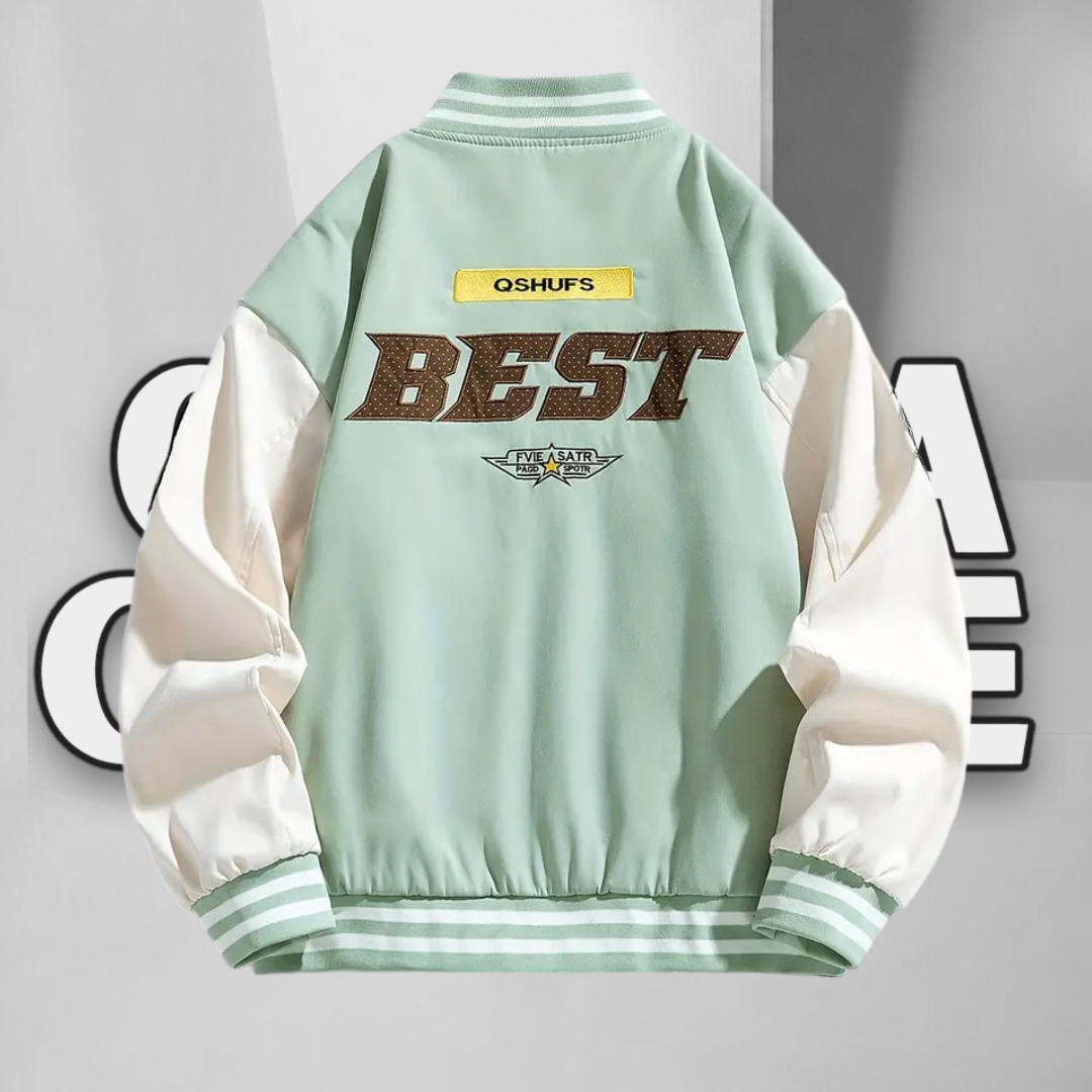 Walk The Street Green/Brown Combo Varsity Jacket With Pockets