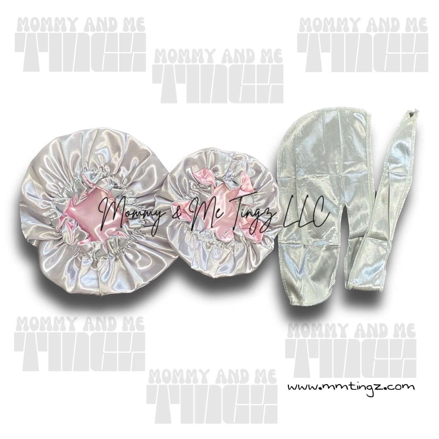 Mom And Son Reversible Silk Satin Bonnet And Durag| Adult And Kid