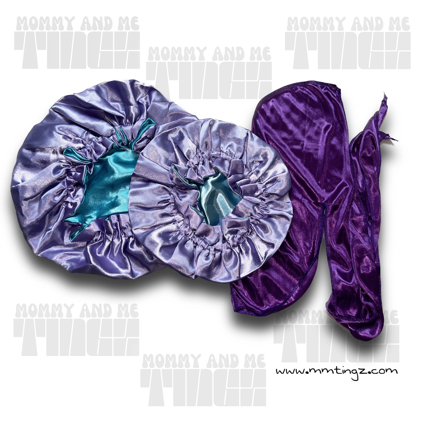 Mom And Son Reversible Silk Satin Bonnet And Durag| Adult And Kid