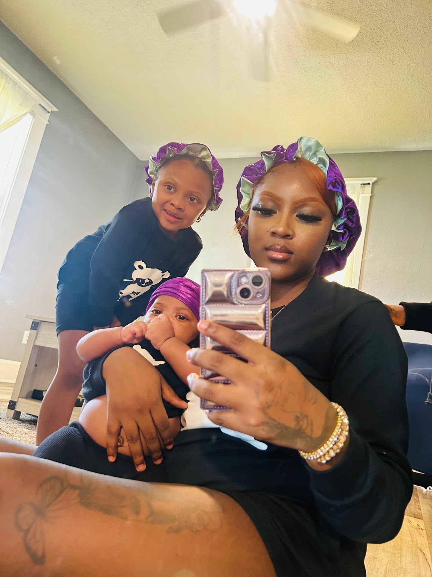 Mom And Son Reversible Silk Satin Bonnet And Durag| Adult And Kid