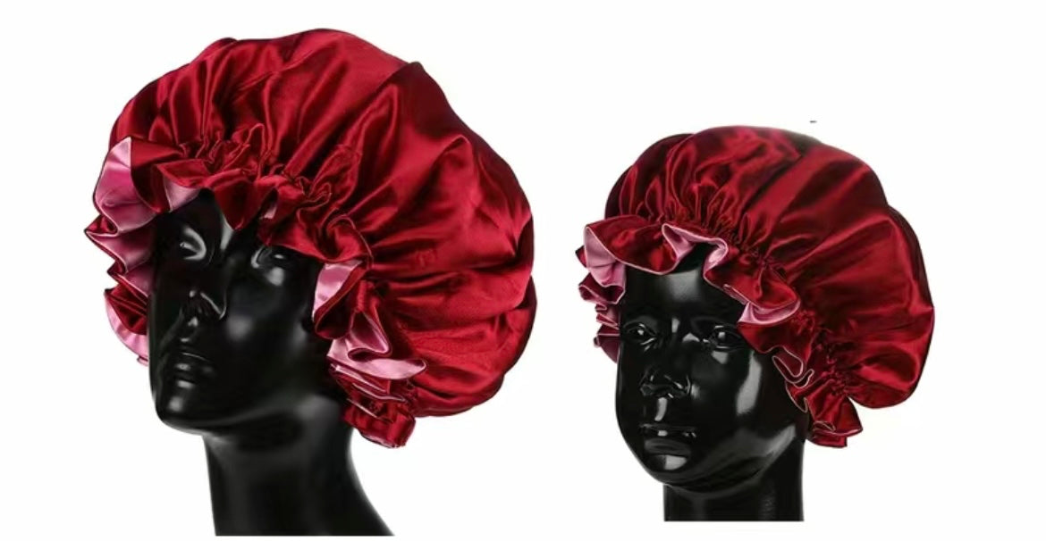 Two-Toned Reversible Silk Satin Bonnets & Solid Color Durags (Adult & Kids)