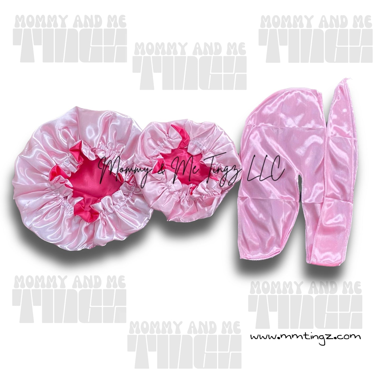 Mom And Son Reversible Silk Satin Bonnet And Durag| Adult And Kid