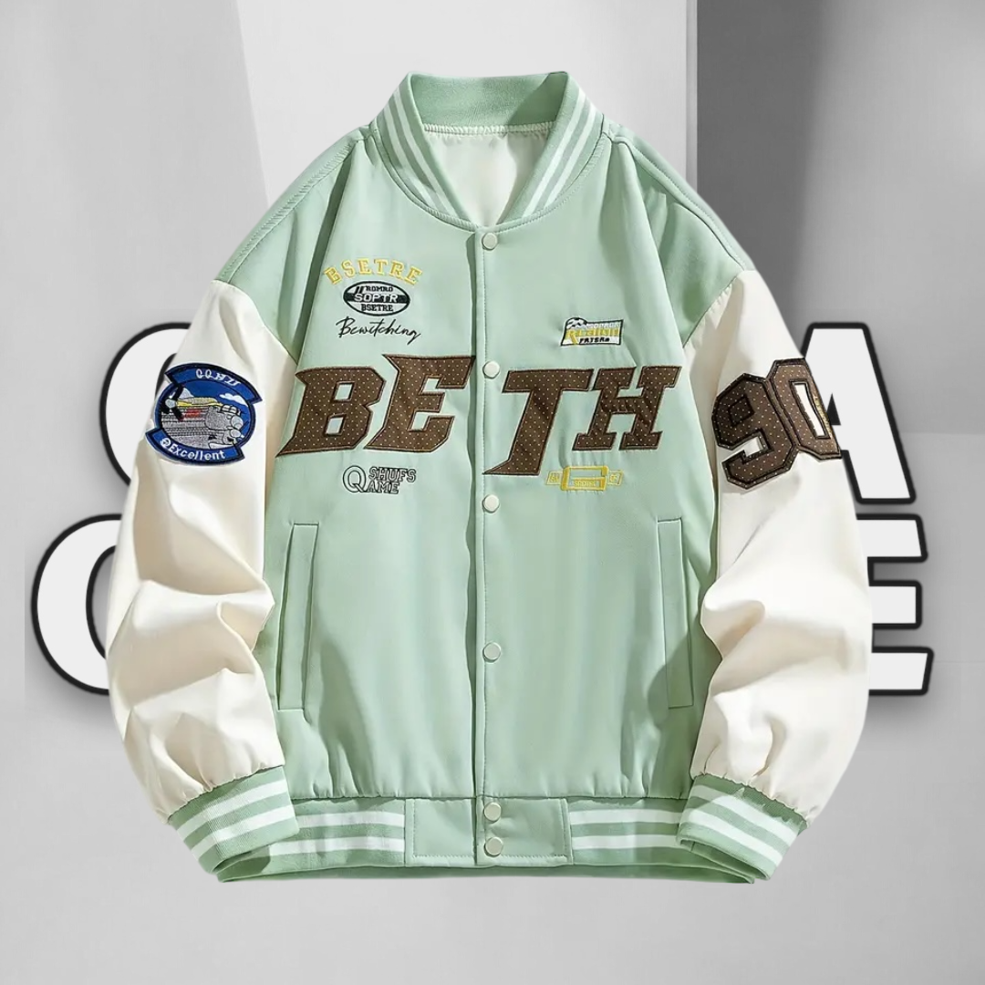 Walk The Street Green/Brown Combo Varsity Jacket With Pockets