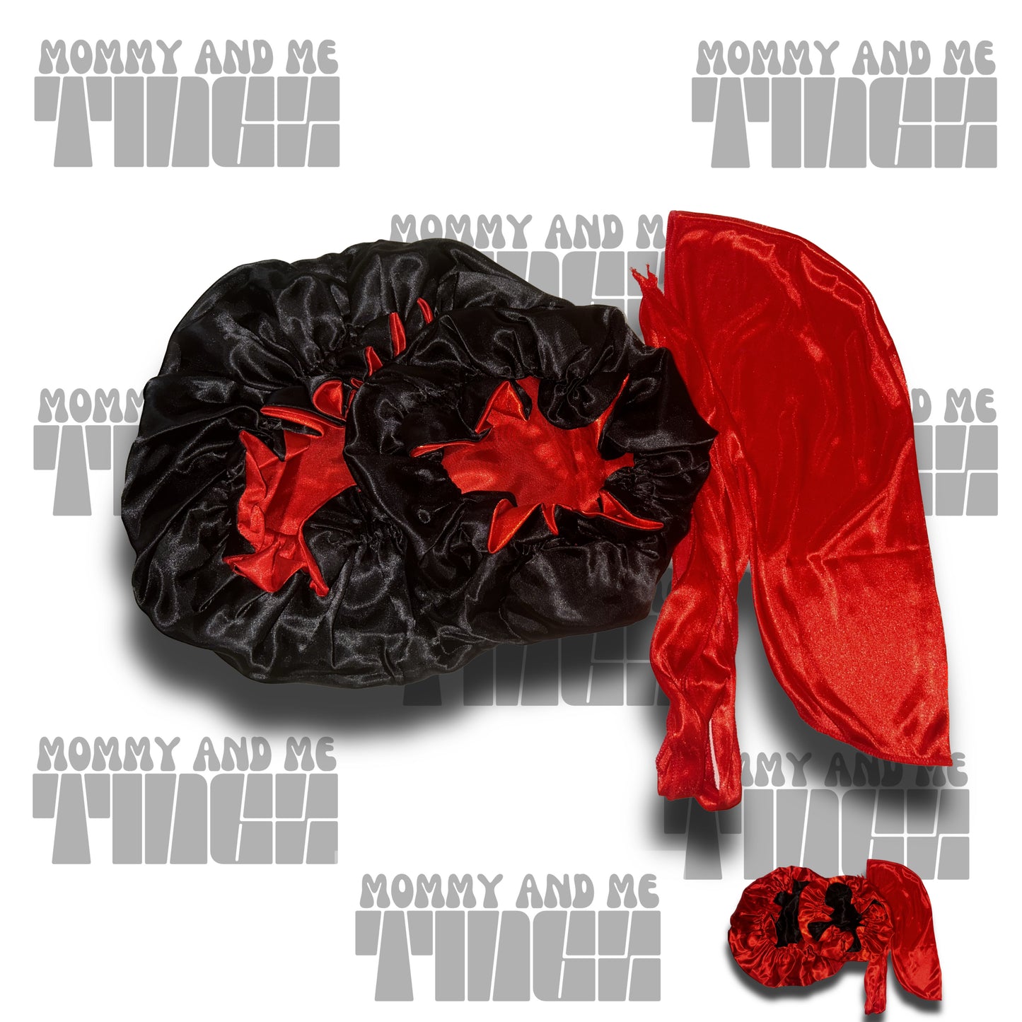 Mom And Son Reversible Silk Satin Bonnet And Durag| Adult And Kid