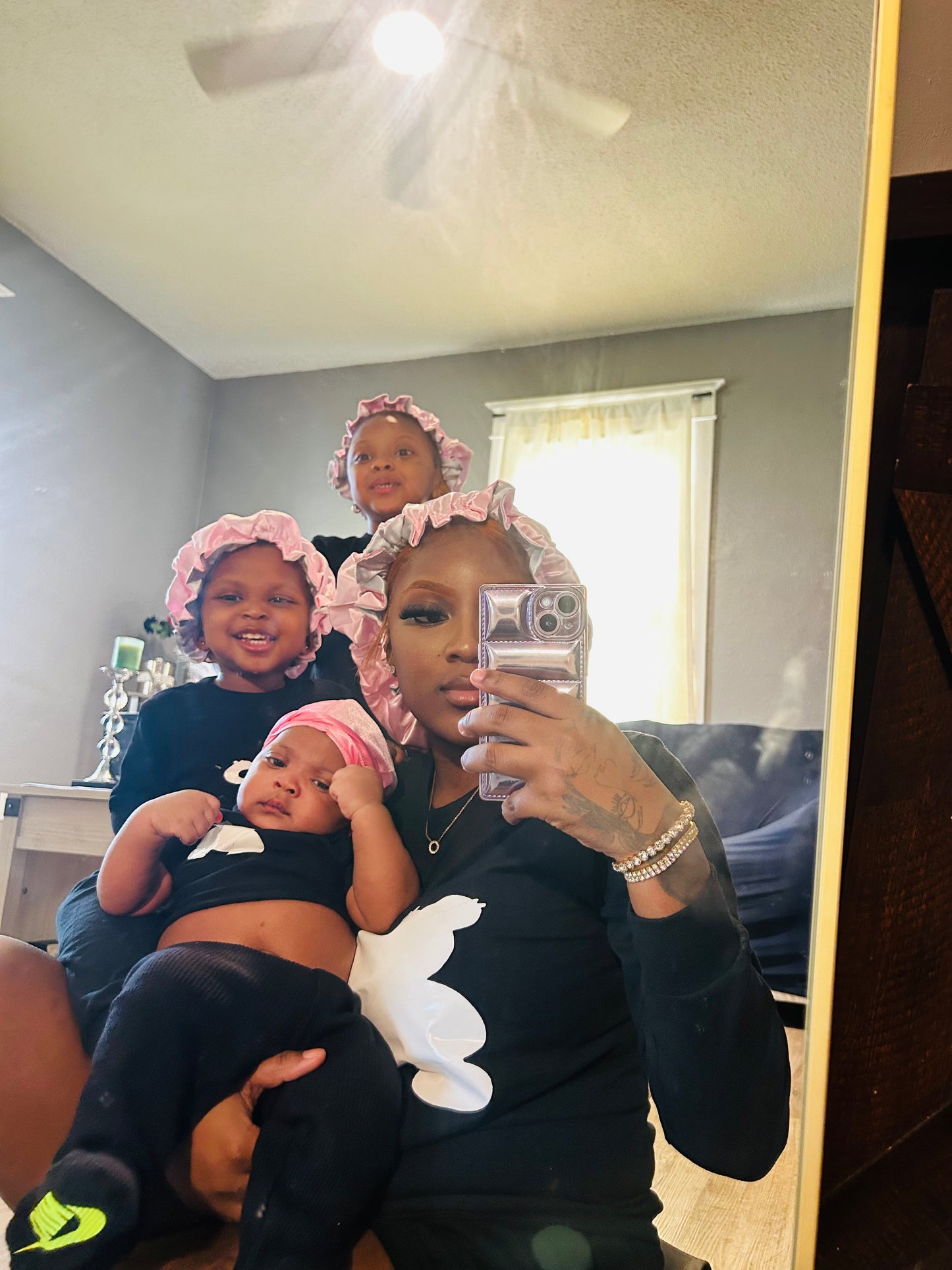 Mom And Son Reversible Silk Satin Bonnet And Durag| Adult And Kid