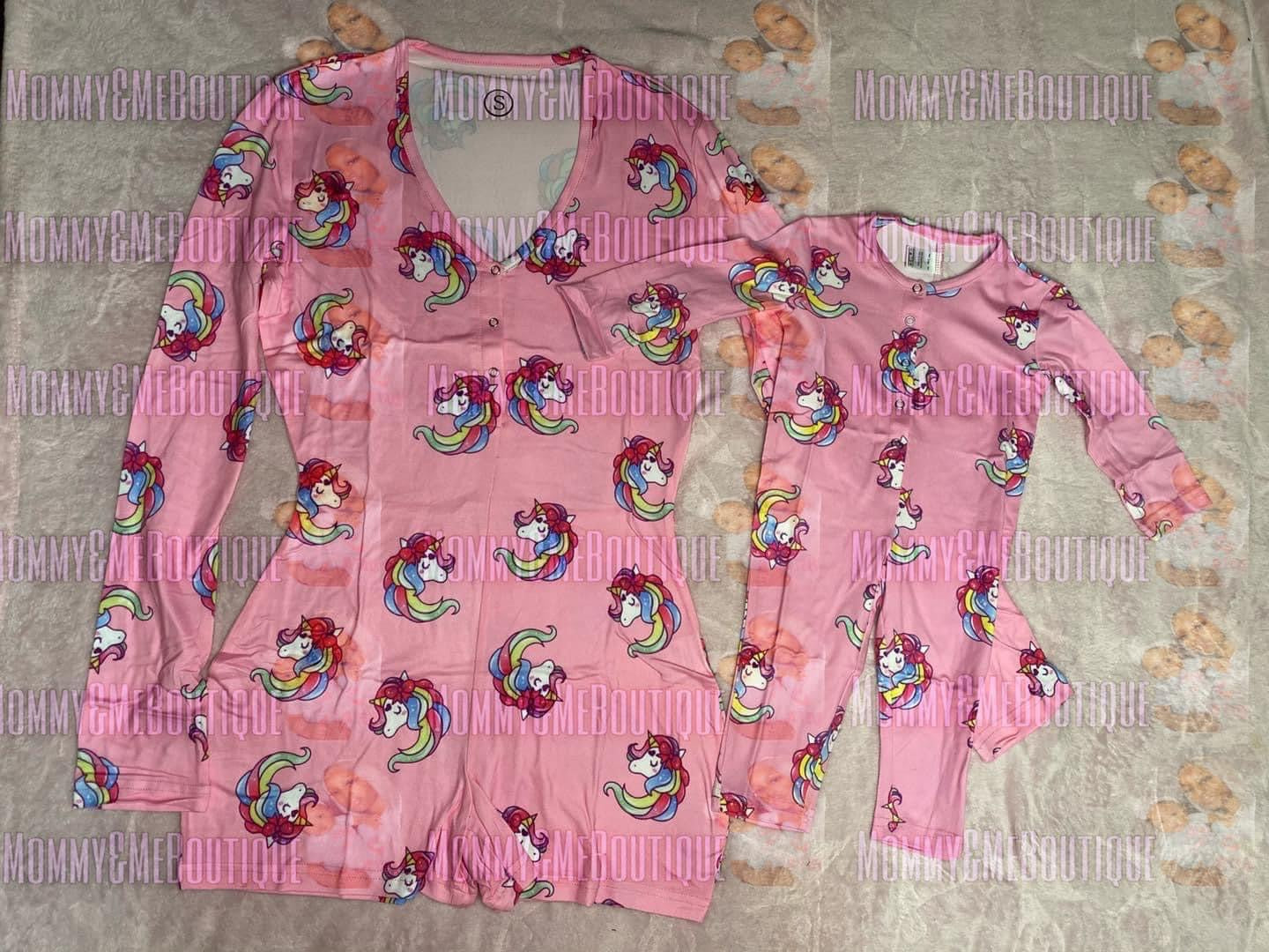 Pink Unicorn One Piece Onesie Mom And Child