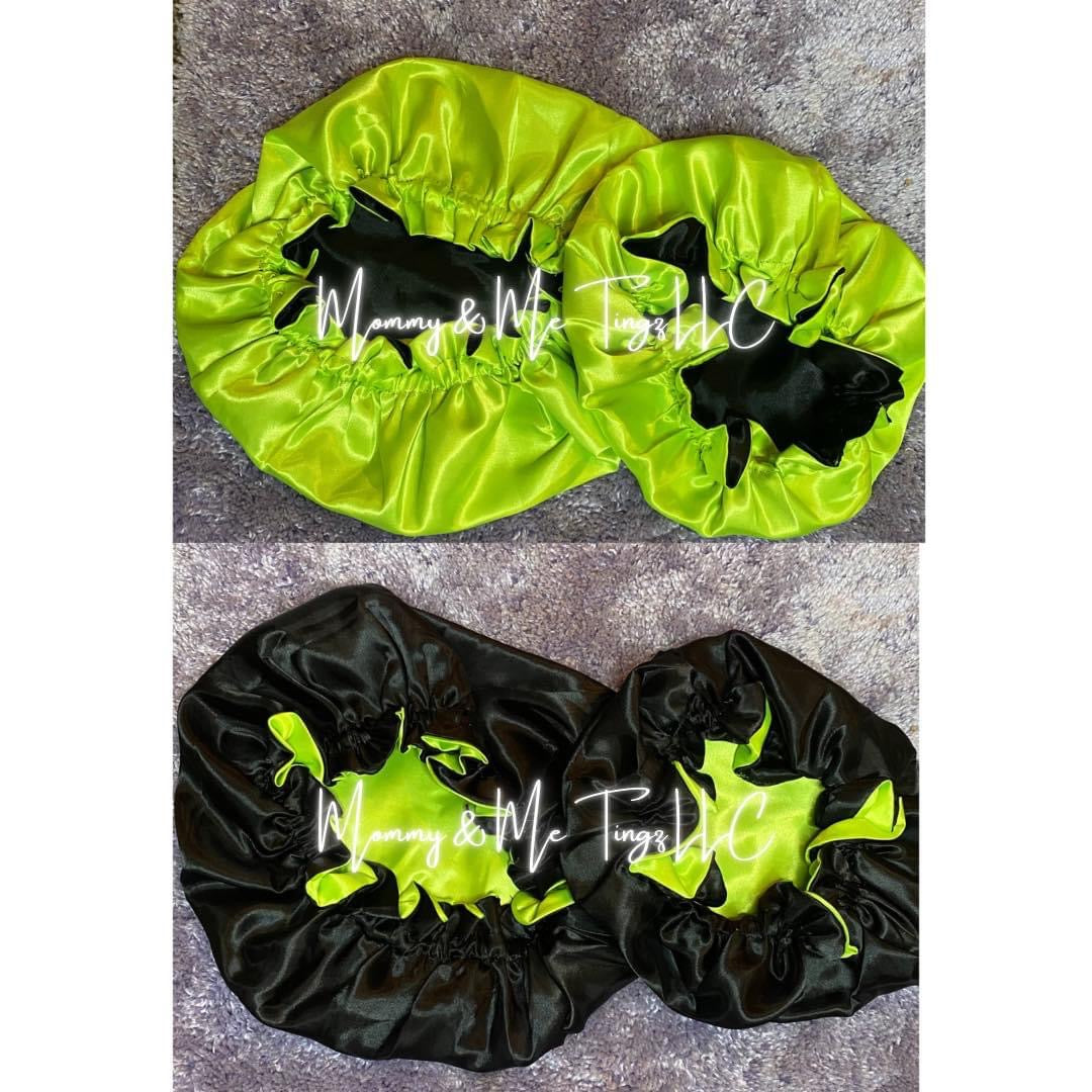 Two-Toned Reversible Silk Satin Bonnets & Solid Color Durags (Adult & Kids)