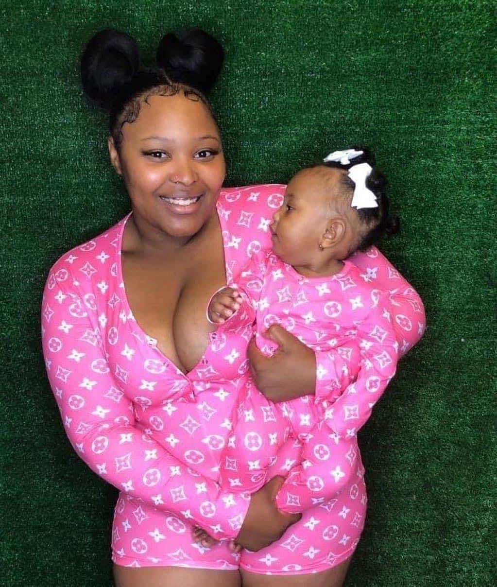 Call Me Beautiful Pink Print Long Sleeve Onesie MINI AND MOM