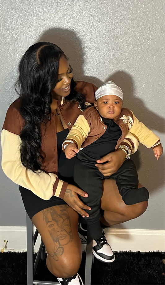 Brown Skeletons Varsity Jacket (Women & Kids)