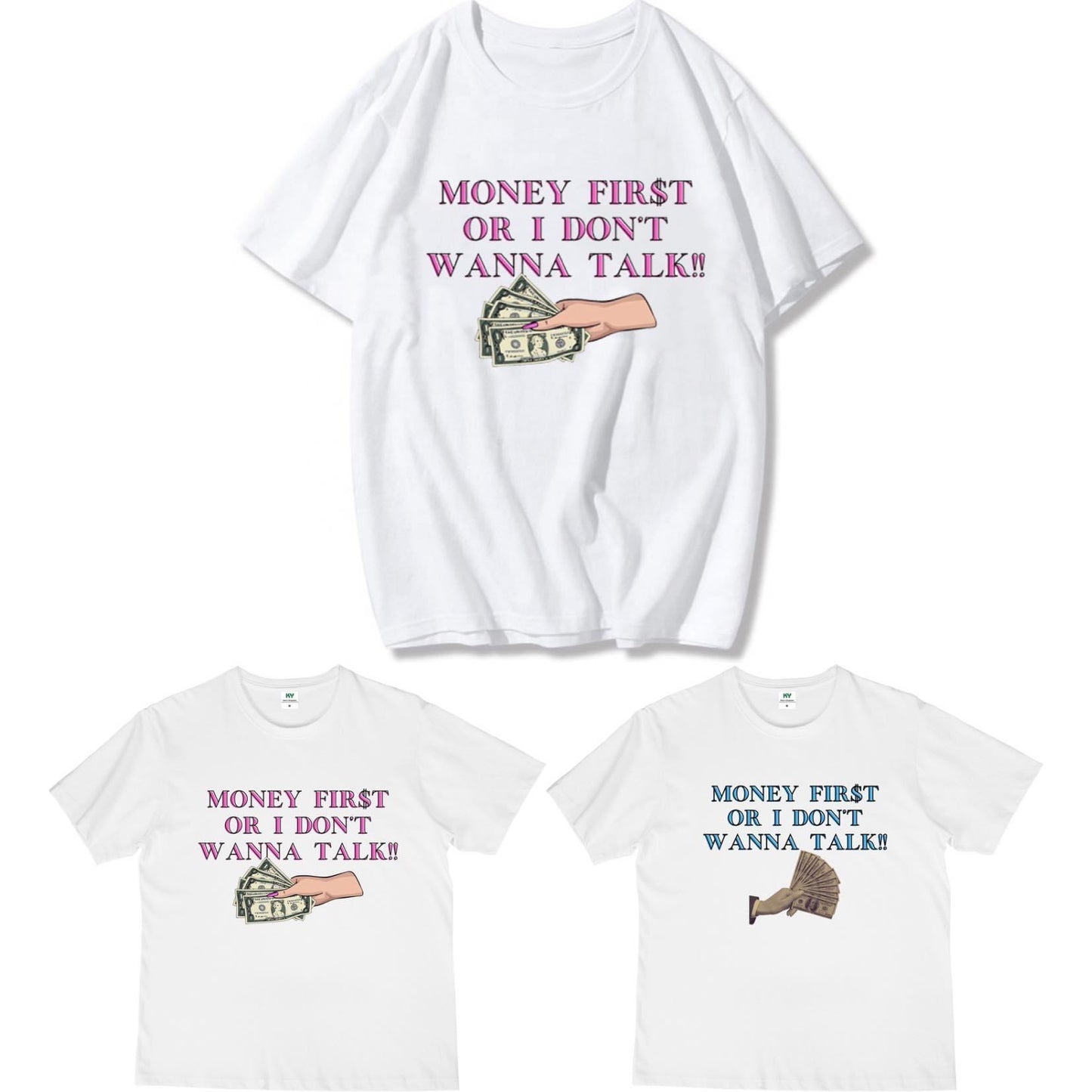 Money First Graphic T-Shirt Mini And Adult